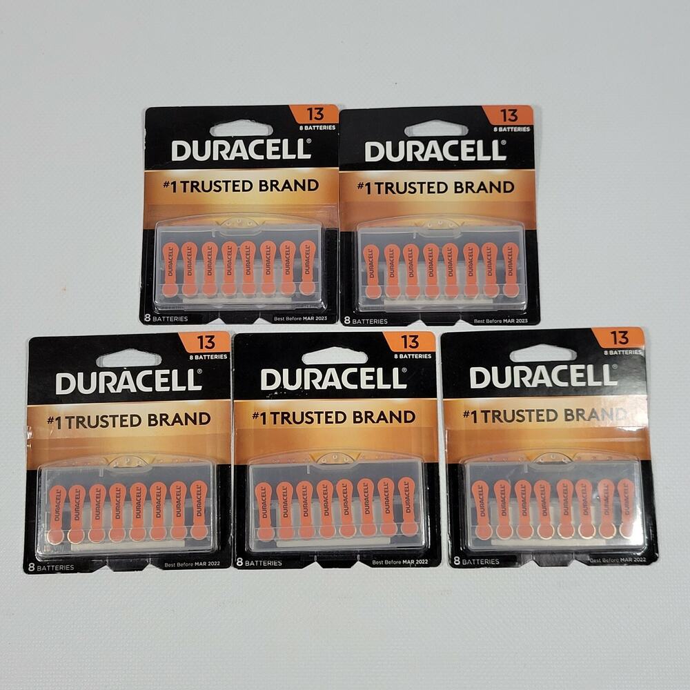 NEW SEALED LOT OF 40 DURACELL SIZE 13 HEARING AID BATTERIES (5x 8PACK)